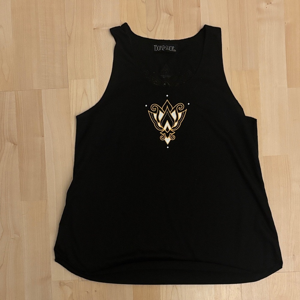 Torrid Black Tank Top with Gold Design